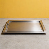 PJ2 304 Food-Grade Stainless Steel Teppanyaki Griddle Pan for Food Carts Fits Double-Burner Long-Length