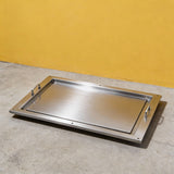 PJ2 304 Food-Grade Stainless Steel Teppanyaki Griddle Pan for Food Carts Fits Double-Burner Long-Length