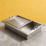 PJ9 304 Food Grade Stainless Steel Dual-Use Grill Pan & Fryer Pot Combo 2-in-1 Cooking Utensil
